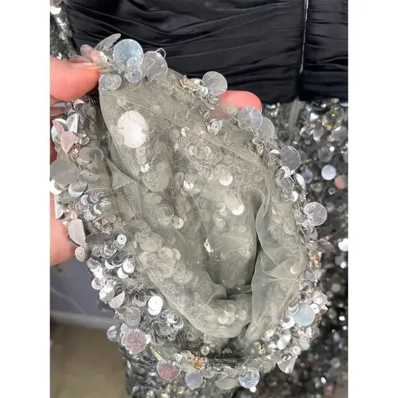 MOSCHINO COUTURE Sequin Embellished Metal Plaque Silk Bustier Jumpsuit Size 10 - Picture 12 of 16